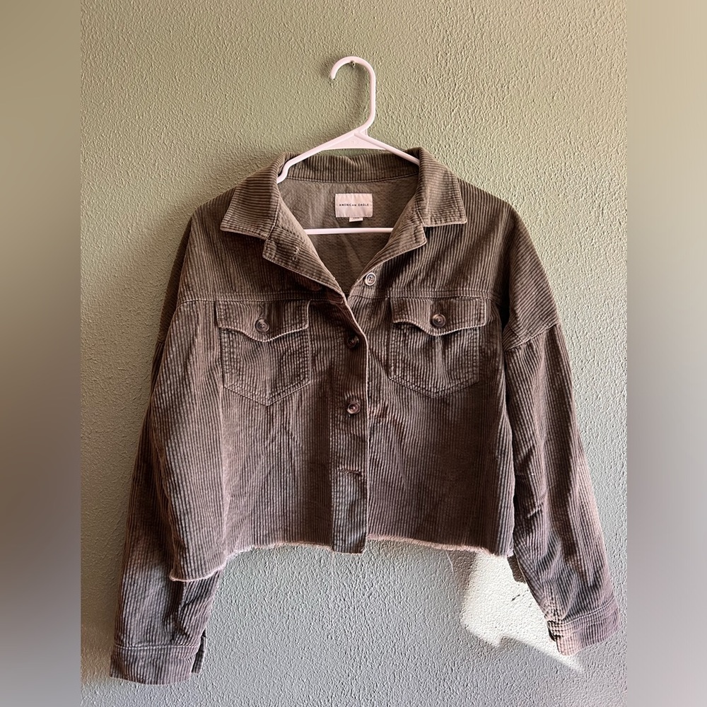 American Eagle Outfitters Cropped Corduroy Military Jacket, S